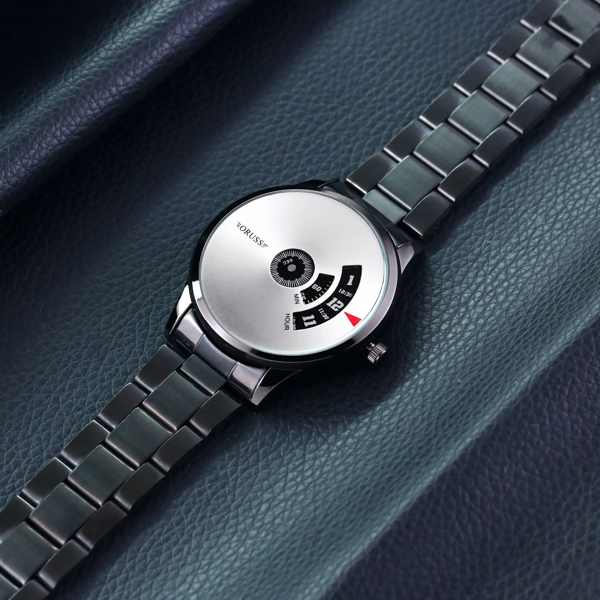 Men's Blue Steel Band Quartz Watch with Digital Display - Image 3
