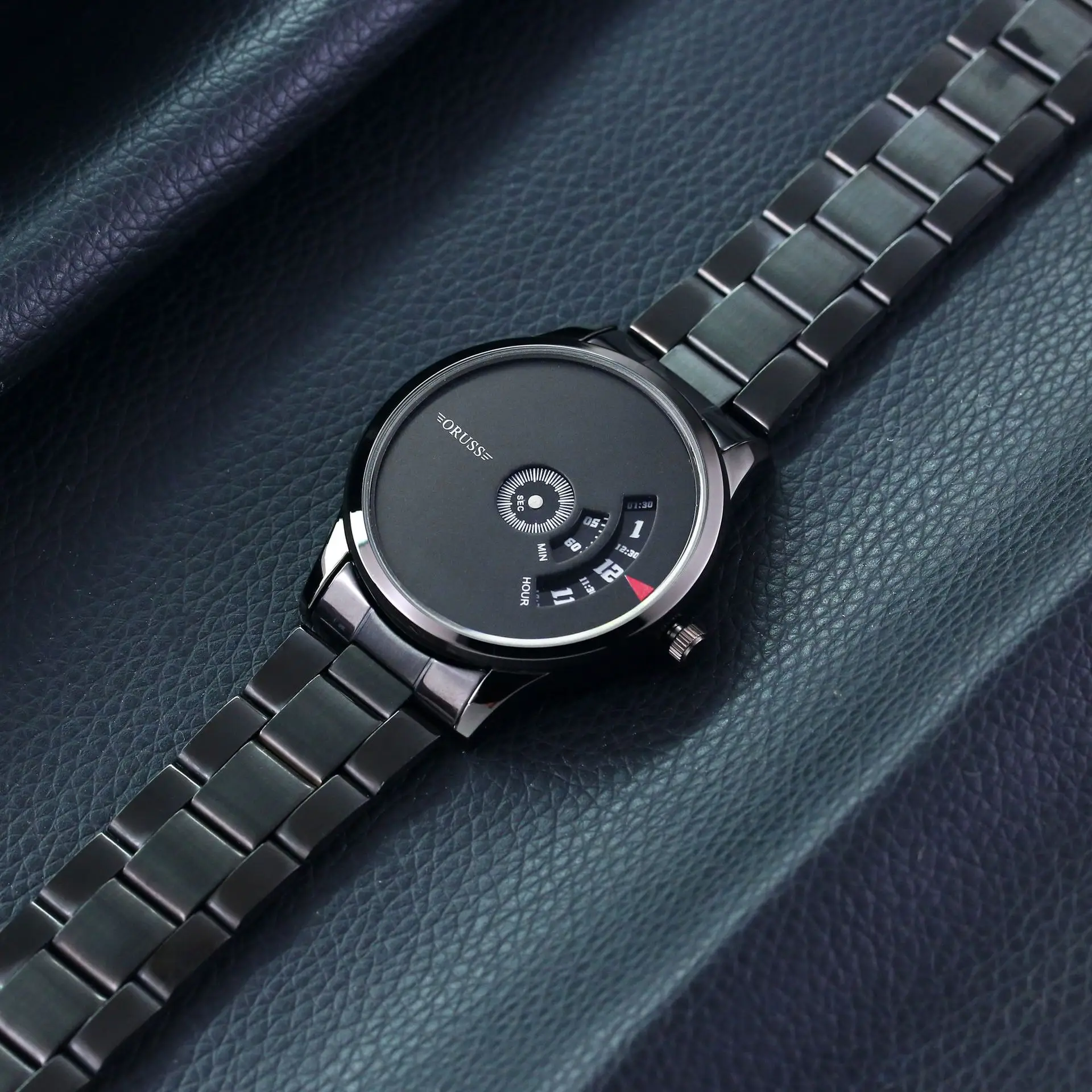 Men's Blue Steel Band Quartz Watch with Digital Display - Image 4