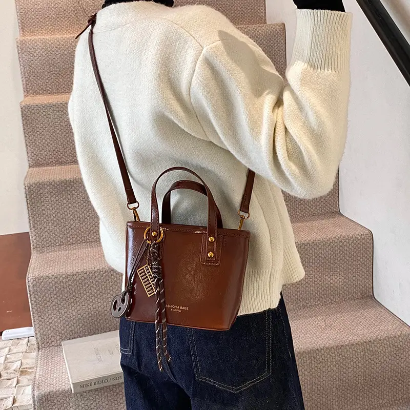 2025 Women's Square Black Shoulder Crossbody Bag with Pendants - Image 8