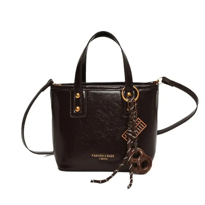 2025 Women's Square Black Shoulder Crossbody Bag with Pendants - Image 10