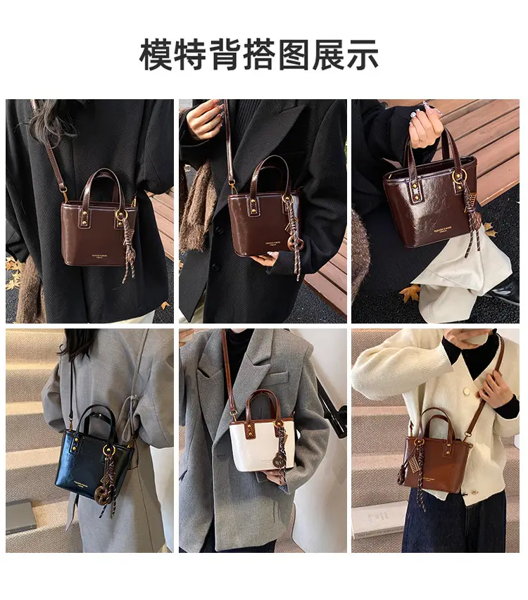 2025 Women's Square Black Shoulder Crossbody Bag with Pendants — feature 5