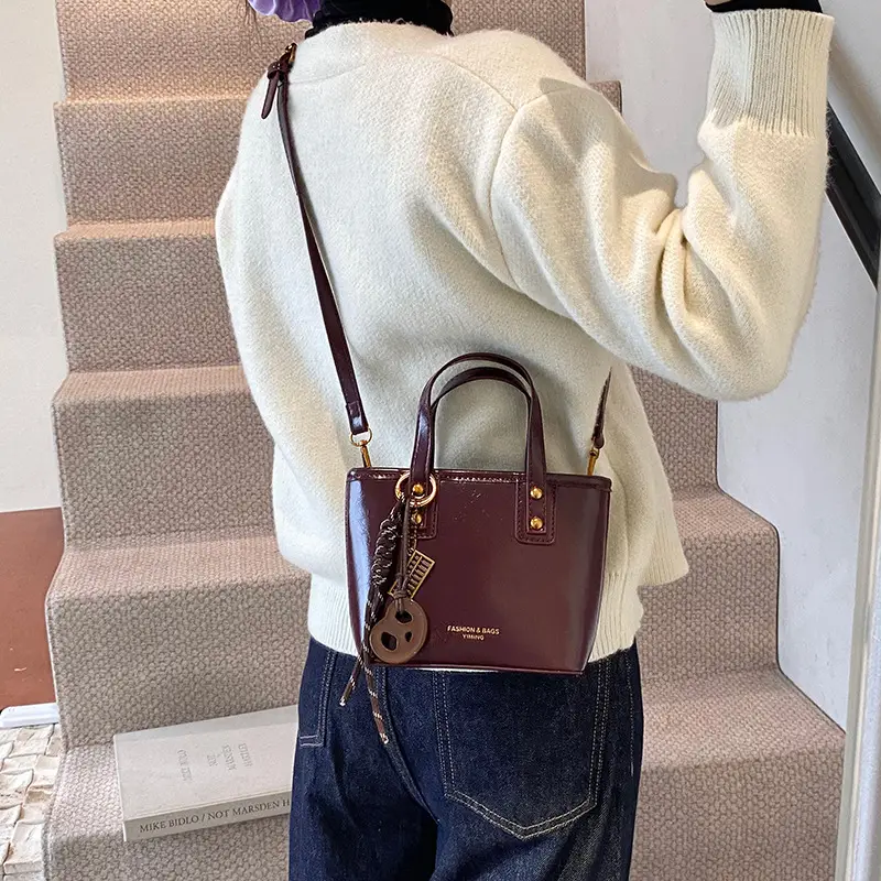 2025 Women's Square Black Shoulder Crossbody Bag with Pendants - Image 4