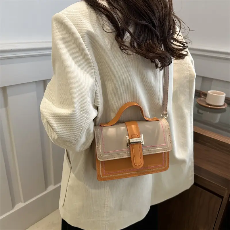 Trendy Crossbody Bag with Stitching & Contrast Color - Image 7