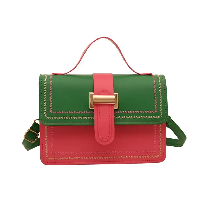 Trendy Crossbody Bag with Stitching & Contrast Color - Image 9