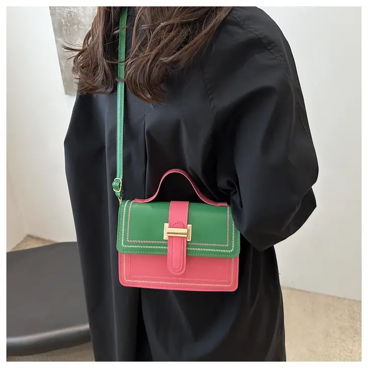 Trendy Crossbody Bag with Stitching & Contrast Color — feature 13