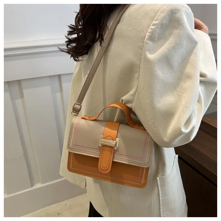 Trendy Crossbody Bag with Stitching & Contrast Color — feature 14