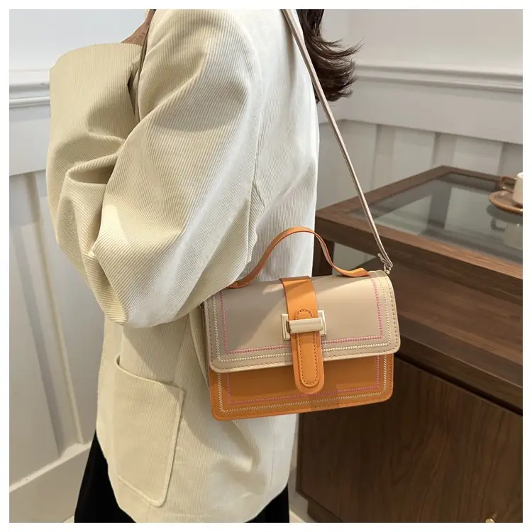 Trendy Crossbody Bag with Stitching & Contrast Color — feature 15