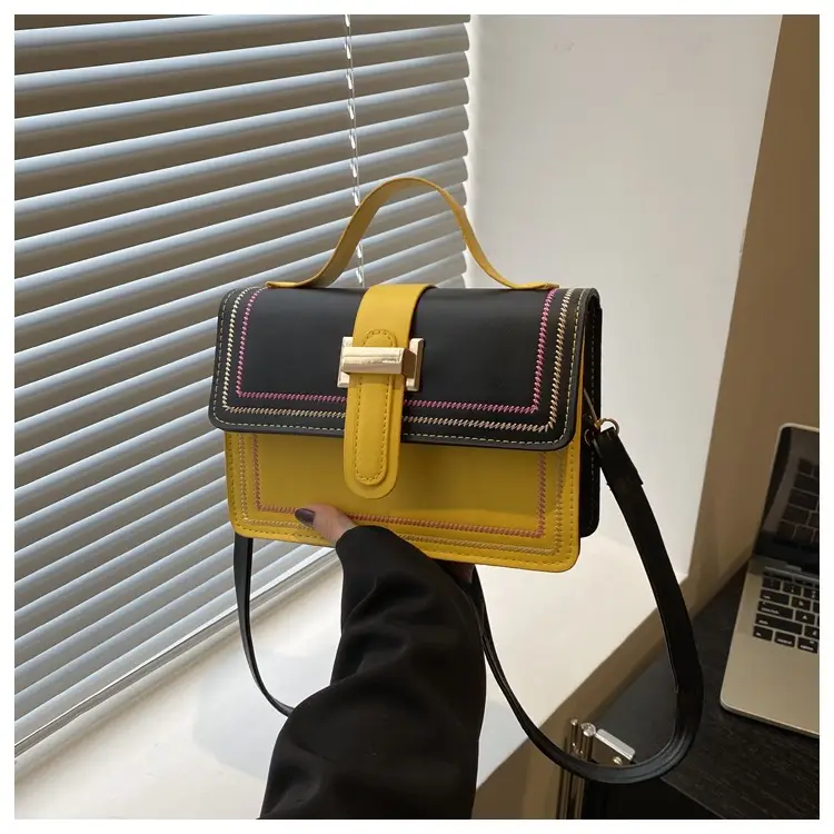 Trendy Crossbody Bag with Stitching & Contrast Color — feature 19