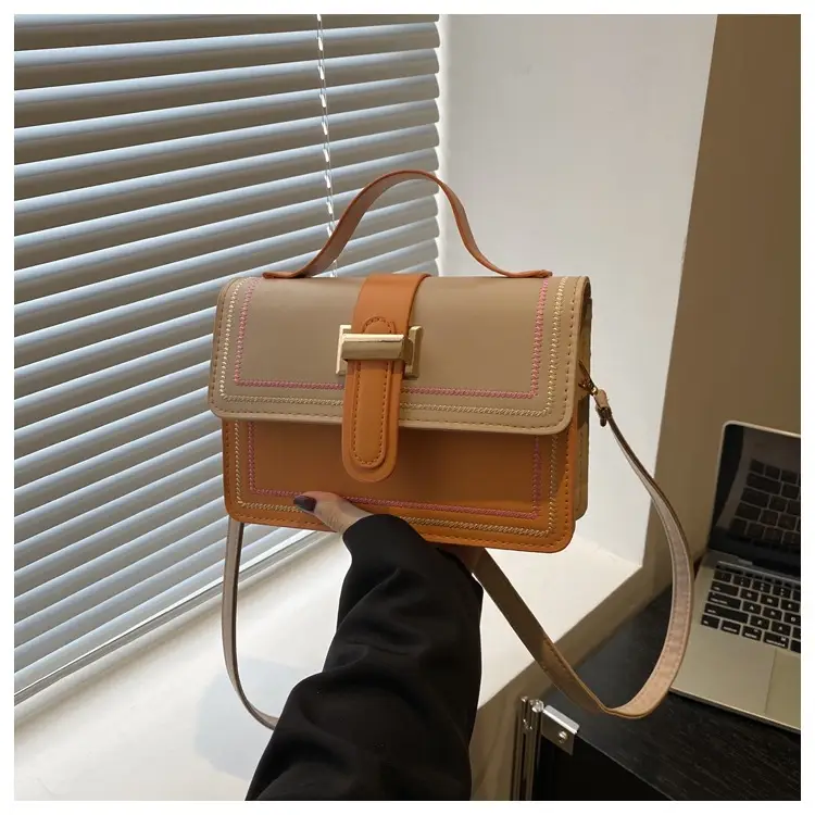 Trendy Crossbody Bag with Stitching & Contrast Color — feature 21
