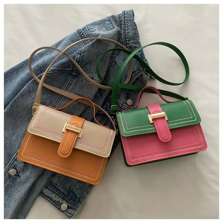 Trendy Crossbody Bag with Stitching & Contrast Color — feature 22