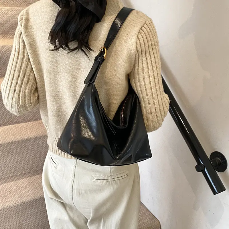 Brown PU Leather Shoulder Bag for Women