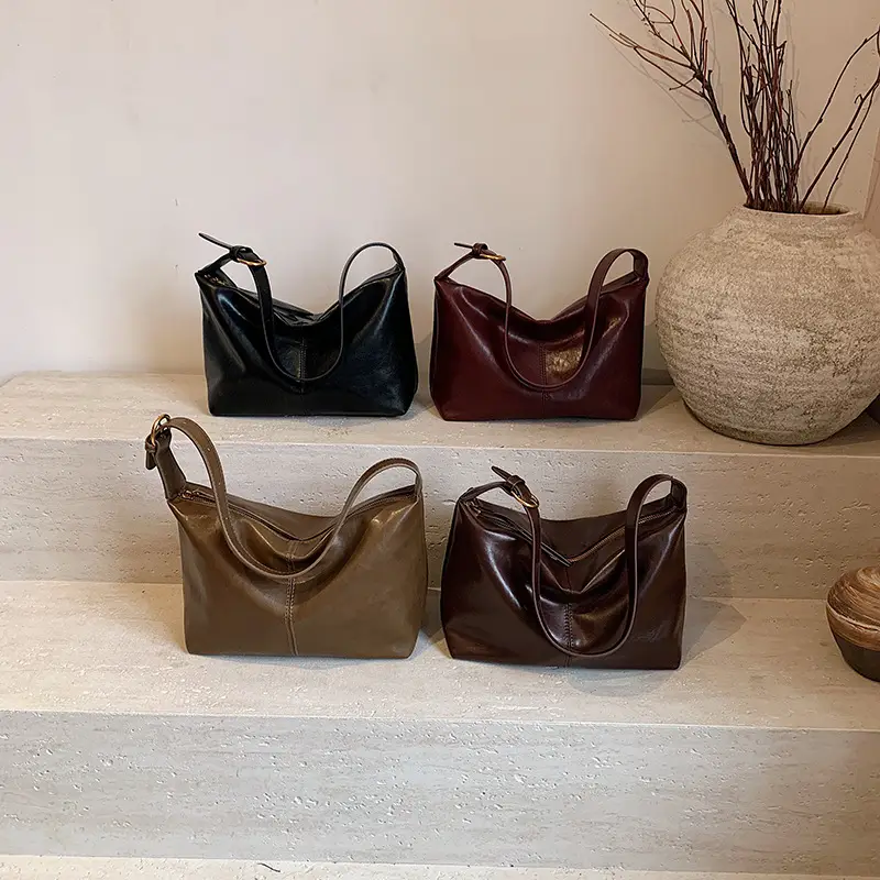 Brown PU Leather Shoulder Bag for Women