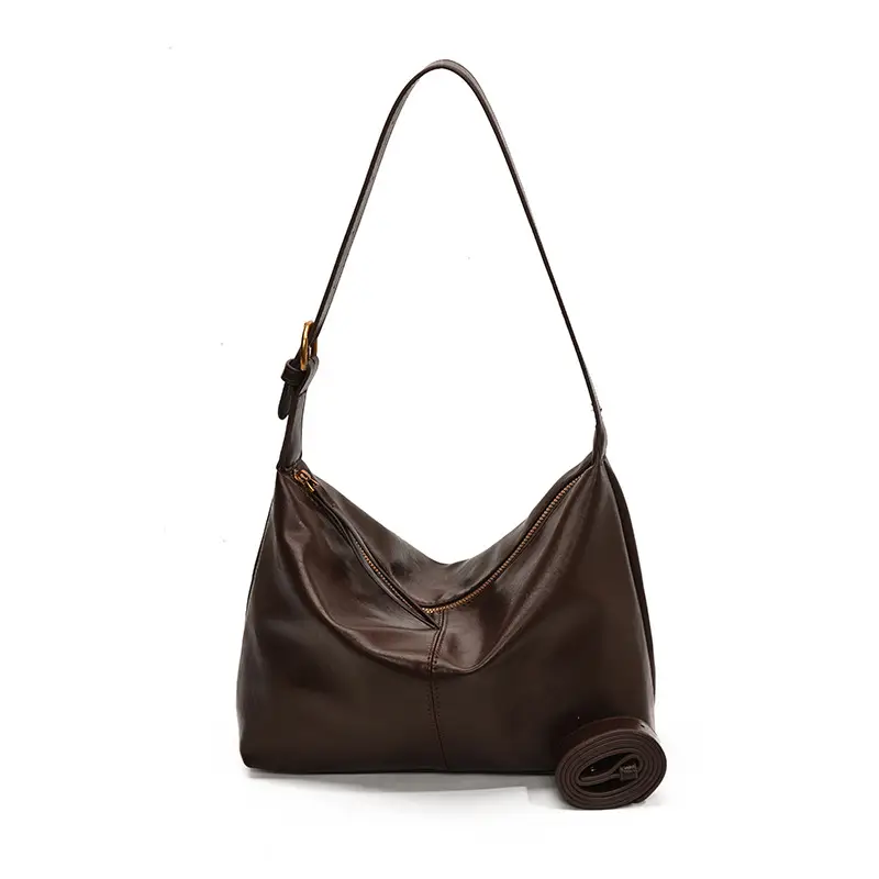 Brown PU Leather Shoulder Bag for Women