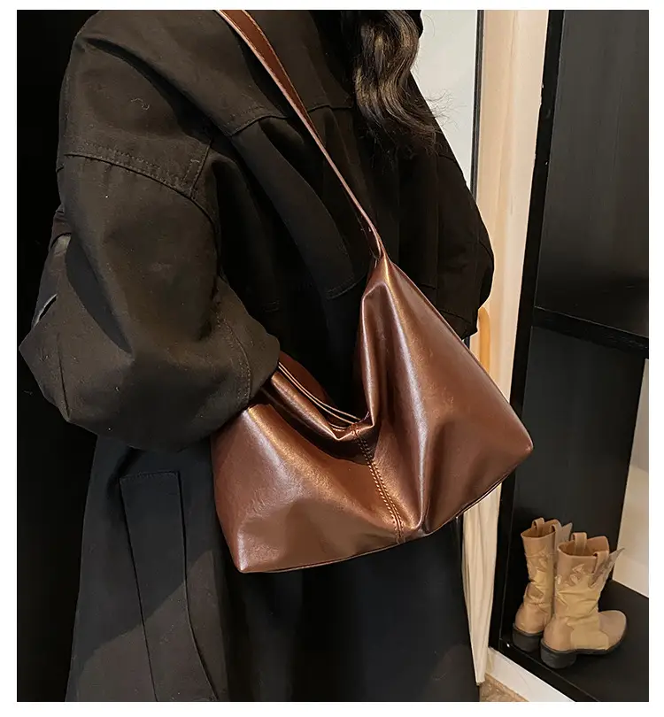 Brown PU Leather Shoulder Bag for Women — feature 2