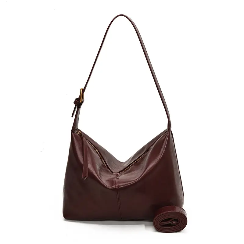 Brown PU Leather Shoulder Bag for Women