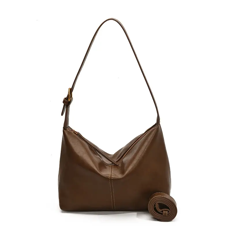 Brown PU Leather Shoulder Bag for Women