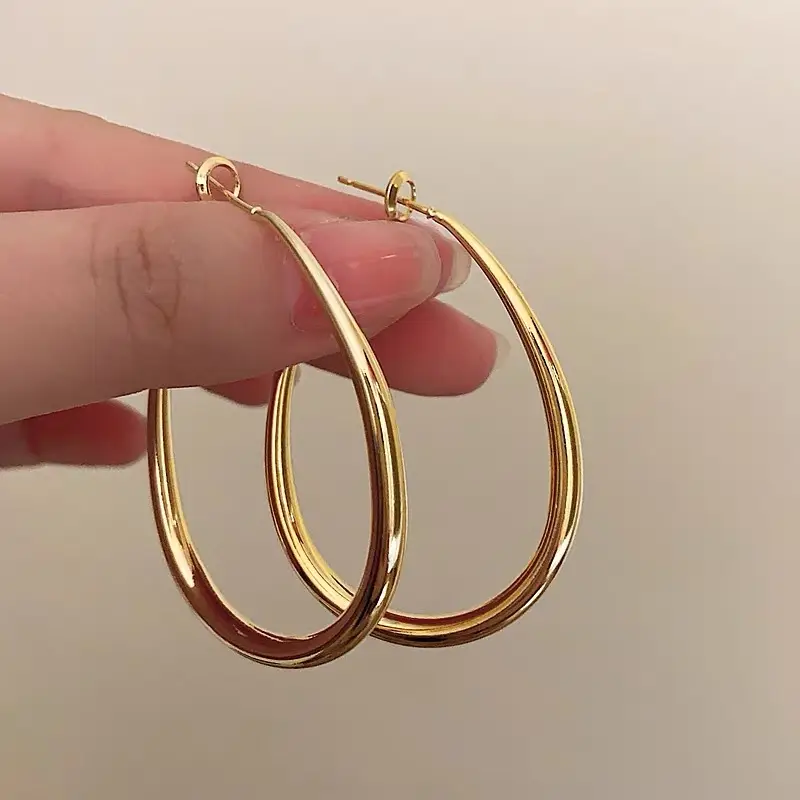 Golden Ring Ear Ring Women's 2024 New Explosive Ear Buckle Light Luxury Advanced Ear Ring Earrings Autumn and Winter Ring Earrings — feature 16