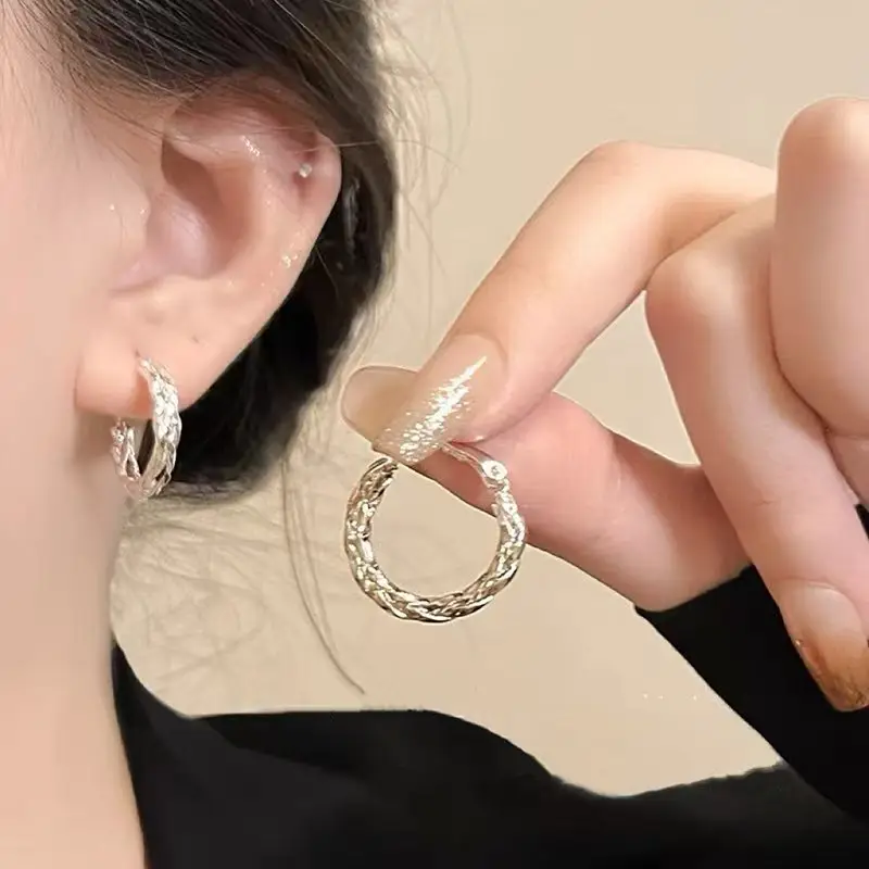 Golden Ring Ear Ring Women's 2024 New Explosive Ear Buckle Light Luxury Advanced Ear Ring Earrings Autumn and Winter Ring Earrings — feature 24