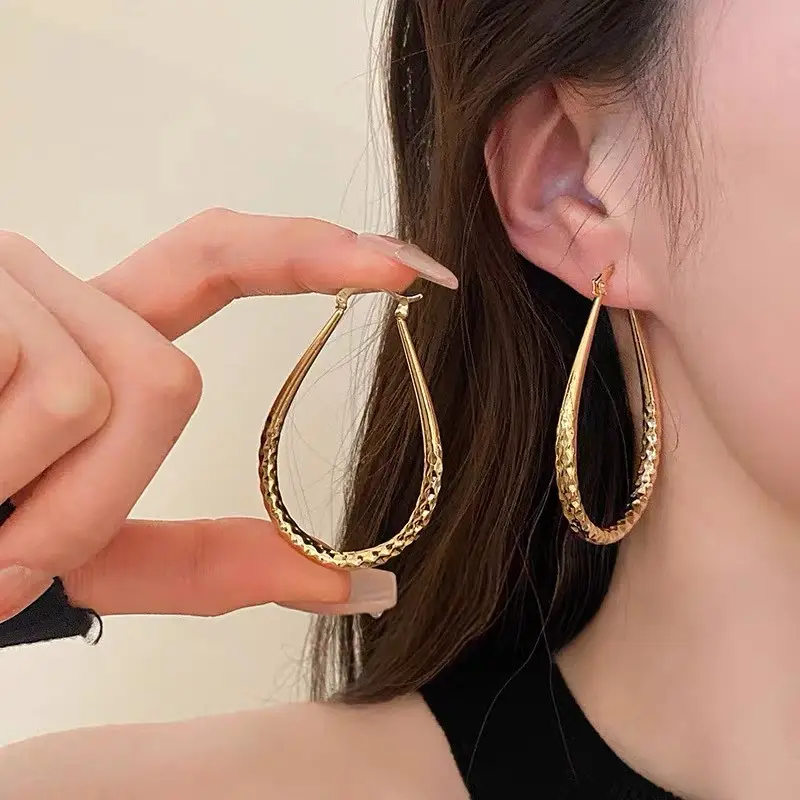 Golden Ring Ear Ring Women's 2024 New Explosive Ear Buckle Light Luxury Advanced Ear Ring Earrings Autumn and Winter Ring Earrings — feature 26