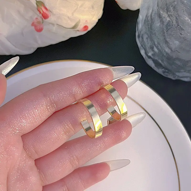 Golden Ring Ear Ring Women's 2024 New Explosive Ear Buckle Light Luxury Advanced Ear Ring Earrings Autumn and Winter Ring Earrings — feature 42