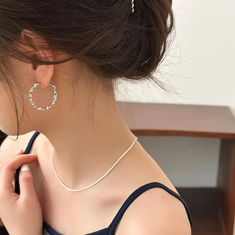 Golden Ring Ear Ring Women's 2024 New Explosive Ear Buckle Light Luxury Advanced Ear Ring Earrings Autumn and Winter Ring Earrings — feature 45