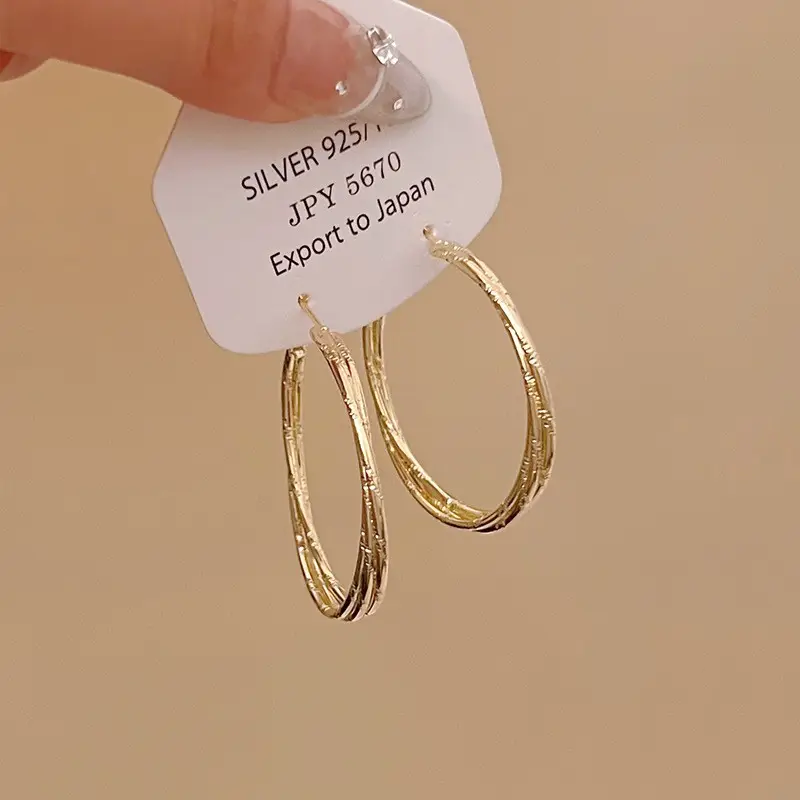 Golden Ring Ear Ring Women's 2024 New Explosive Ear Buckle Light Luxury Advanced Ear Ring Earrings Autumn and Winter Ring Earrings — feature 48