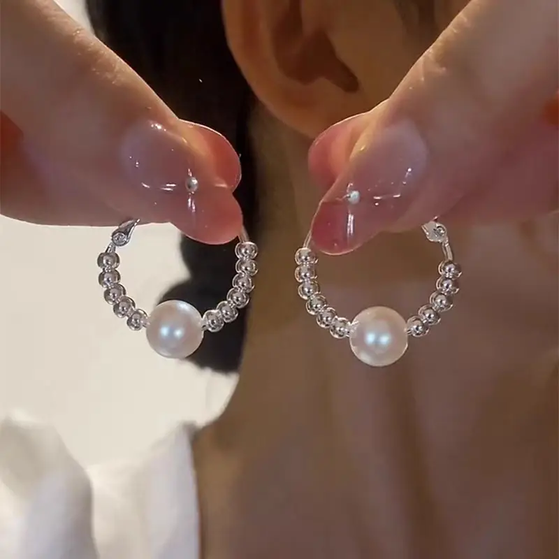 Golden Ring Ear Ring Women's 2024 New Explosive Ear Buckle Light Luxury Advanced Ear Ring Earrings Autumn and Winter Ring Earrings