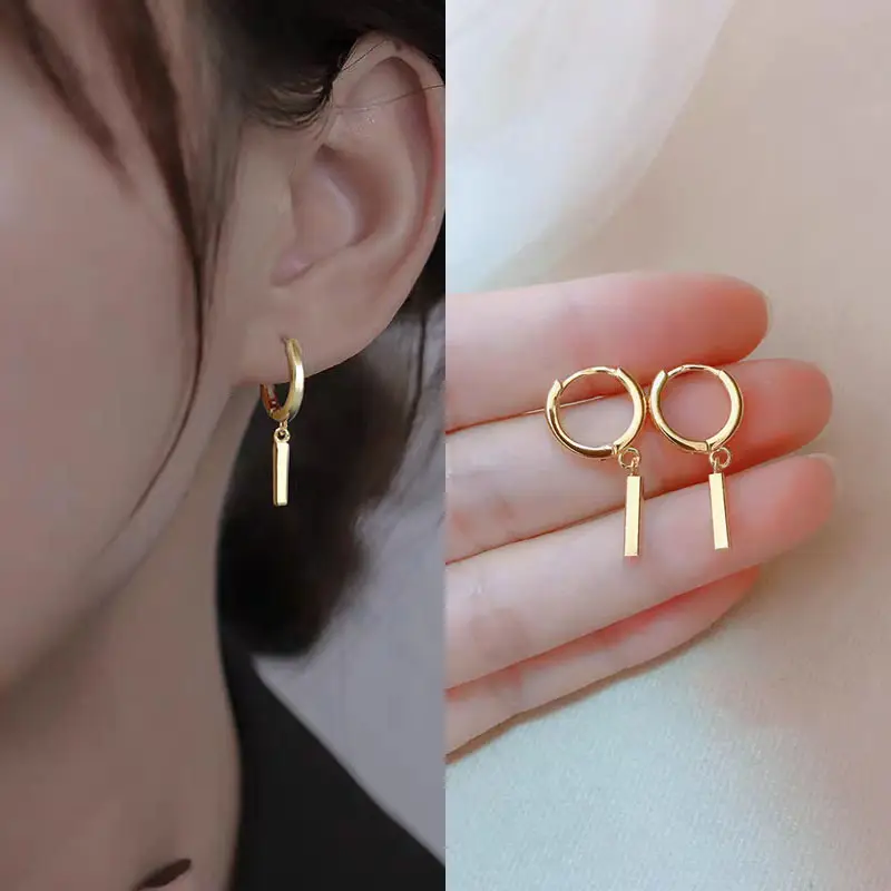 Golden Ring Ear Ring Women's 2024 New Explosive Ear Buckle Light Luxury Advanced Ear Ring Earrings Autumn and Winter Ring Earrings