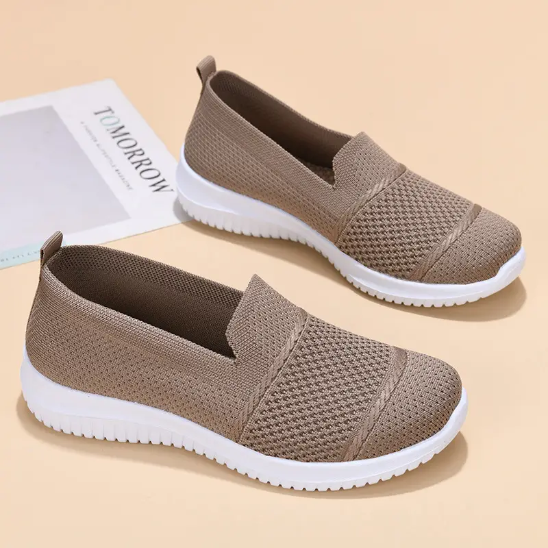 Cross-Border Foreign Trade Women's Shoes New Large Size Breathable Fly Woven Shoes Flat Work Shoes Mesh Shoes Women's Casual Shoes — feature 1