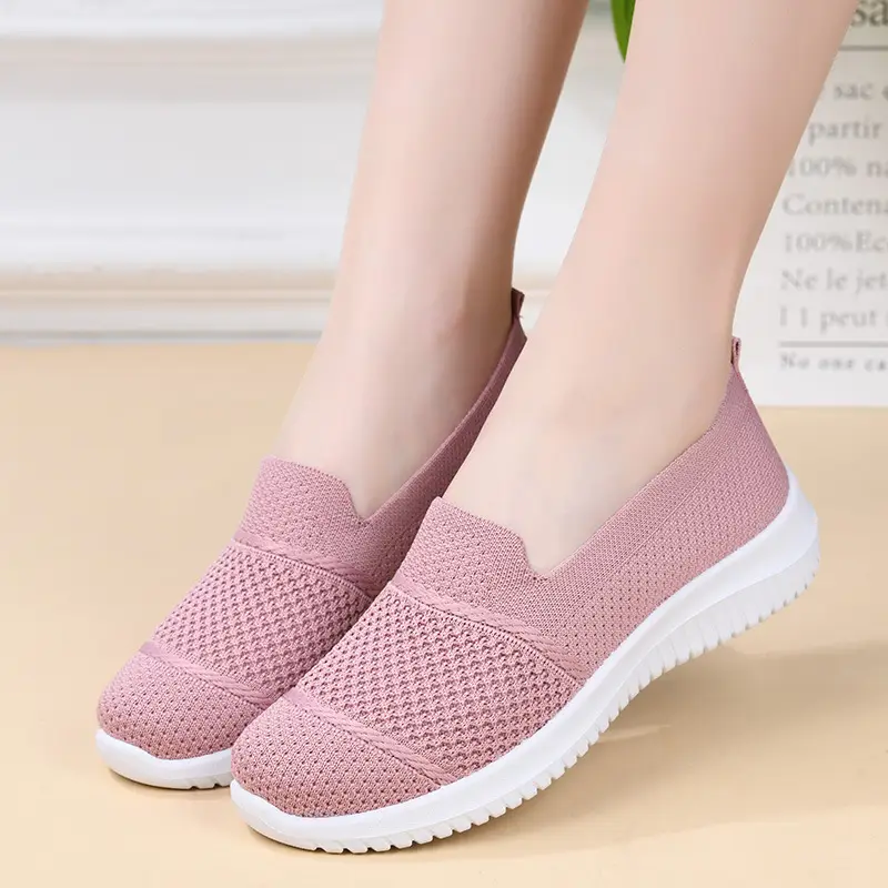 Cross-Border Foreign Trade Women's Shoes New Large Size Breathable Fly Woven Shoes Flat Work Shoes Mesh Shoes Women's Casual Shoes — feature 12