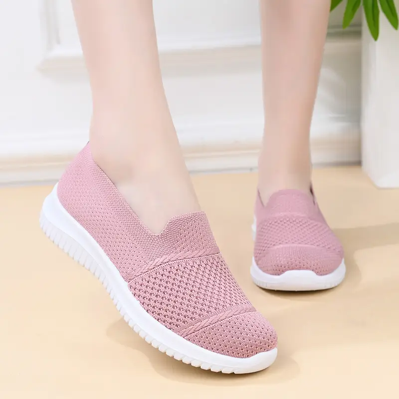 Cross-Border Foreign Trade Women's Shoes New Large Size Breathable Fly Woven Shoes Flat Work Shoes Mesh Shoes Women's Casual Shoes — feature 13
