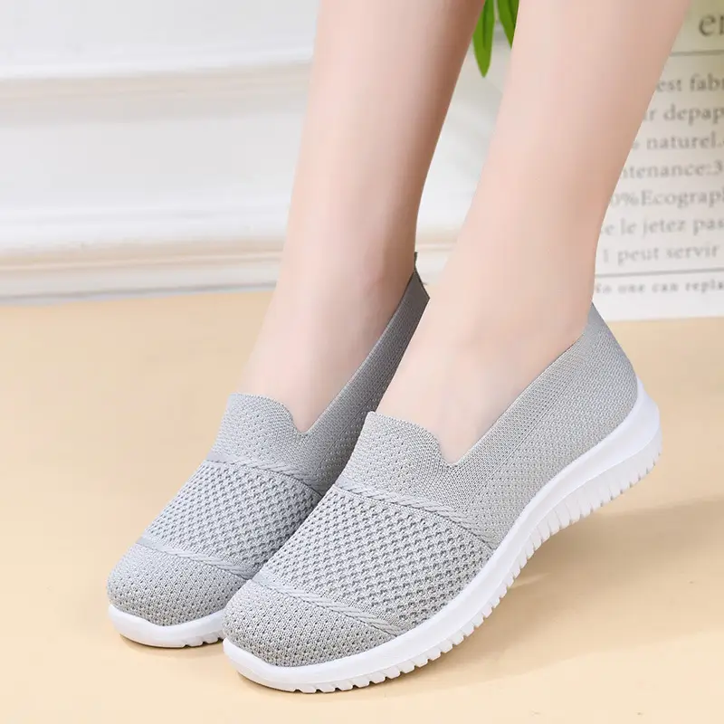 Cross-Border Foreign Trade Women's Shoes New Large Size Breathable Fly Woven Shoes Flat Work Shoes Mesh Shoes Women's Casual Shoes — feature 14