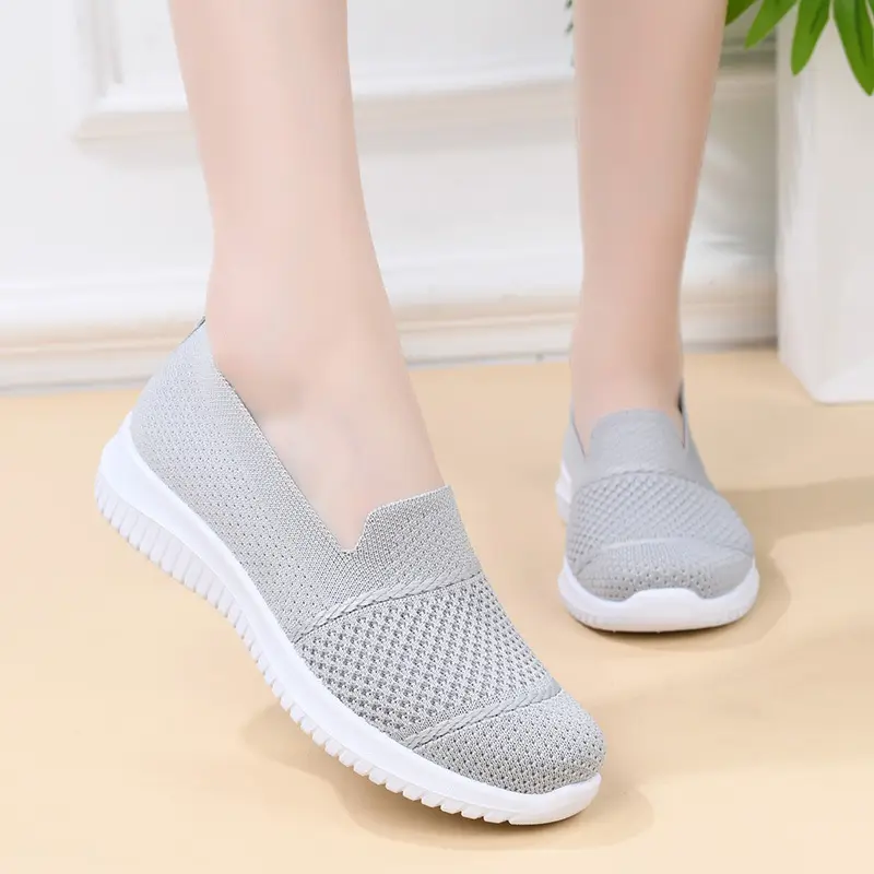 Cross-Border Foreign Trade Women's Shoes New Large Size Breathable Fly Woven Shoes Flat Work Shoes Mesh Shoes Women's Casual Shoes — feature 15