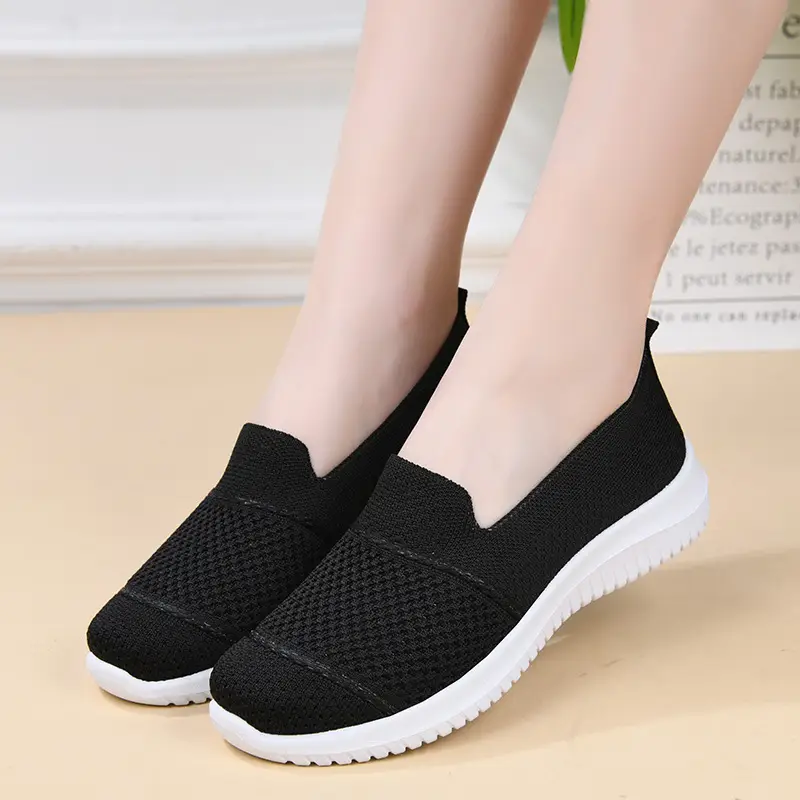 Cross-Border Foreign Trade Women's Shoes New Large Size Breathable Fly Woven Shoes Flat Work Shoes Mesh Shoes Women's Casual Shoes — feature 16