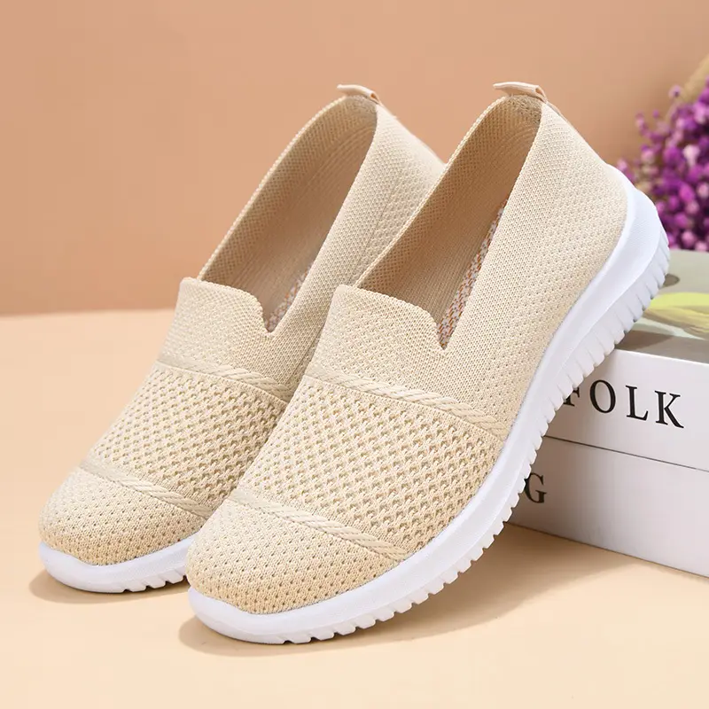 Cross-Border Foreign Trade Women's Shoes New Large Size Breathable Fly Woven Shoes Flat Work Shoes Mesh Shoes Women's Casual Shoes — feature 3