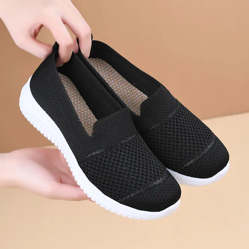 Cross-Border Foreign Trade Women's Shoes New Large Size Breathable Fly Woven Shoes Flat Work Shoes Mesh Shoes Women's Casual Shoes — feature 5