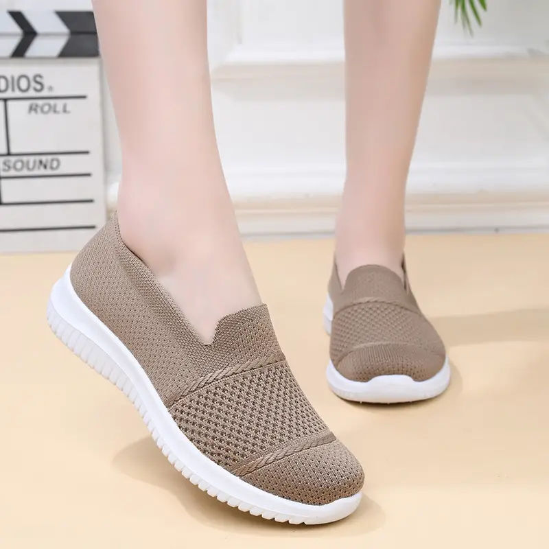 Cross-Border Foreign Trade Women's Shoes New Large Size Breathable Fly Woven Shoes Flat Work Shoes Mesh Shoes Women's Casual Shoes — feature 7