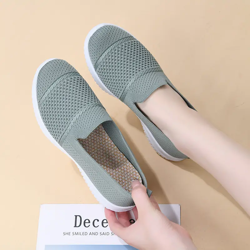 Cross-Border Foreign Trade Women's Shoes New Large Size Breathable Fly Woven Shoes Flat Work Shoes Mesh Shoes Women's Casual Shoes — feature 8