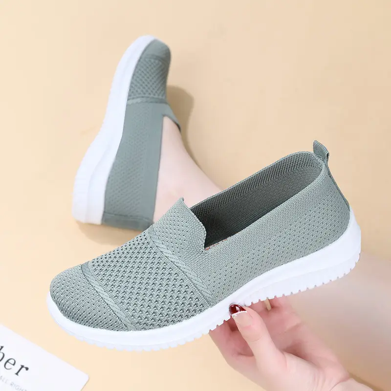 Cross-Border Foreign Trade Women's Shoes New Large Size Breathable Fly Woven Shoes Flat Work Shoes Mesh Shoes Women's Casual Shoes — feature 9