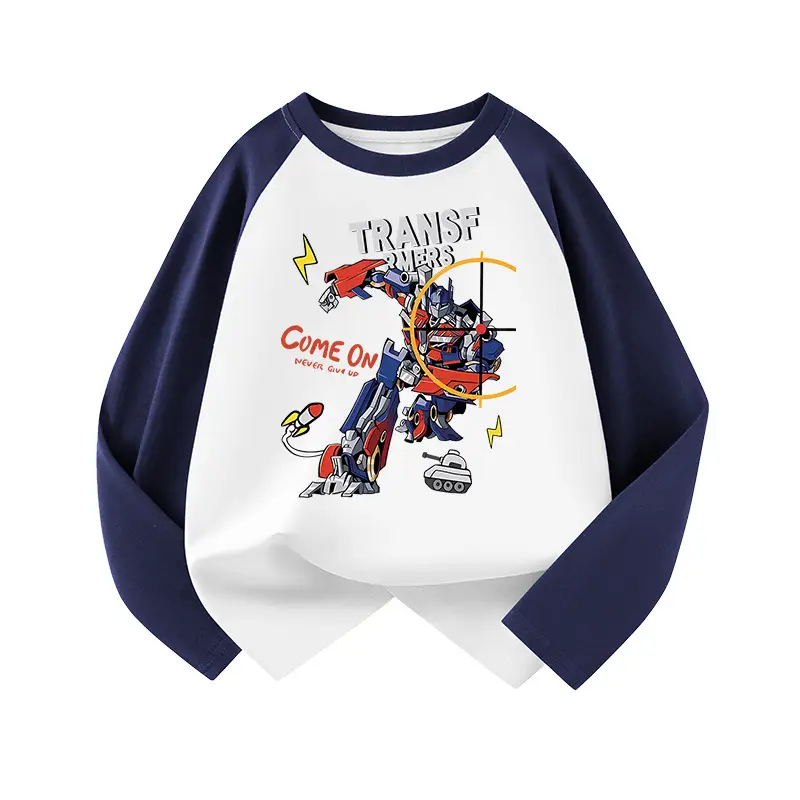 Boys Pure Cotton Cartoon Long Sleeve T-Shirt Grey Black 110-160cm