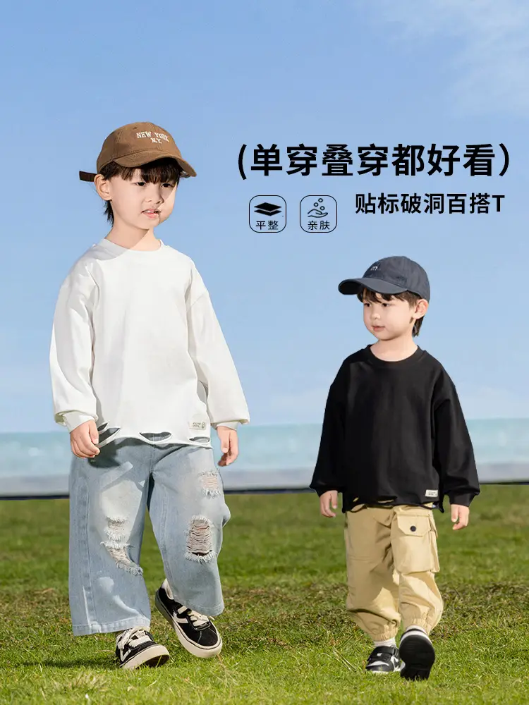 Kids Cotton T-Shirt White Loose Fit for Boys - Image 3