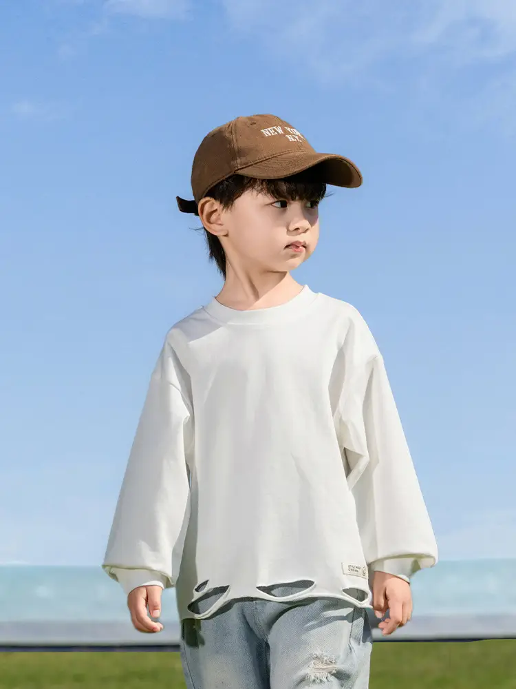 Kids Cotton T-Shirt White Loose Fit for Boys - Image 4