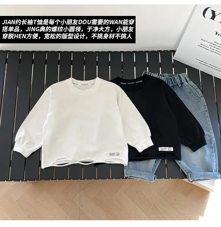 Kids Cotton T-Shirt White Loose Fit for Boys — feature 11