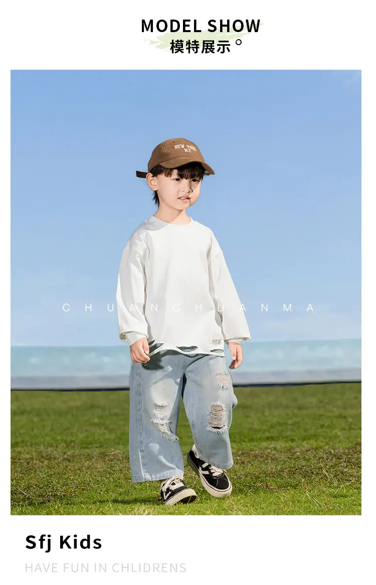 Kids Cotton T-Shirt White Loose Fit for Boys — feature 13