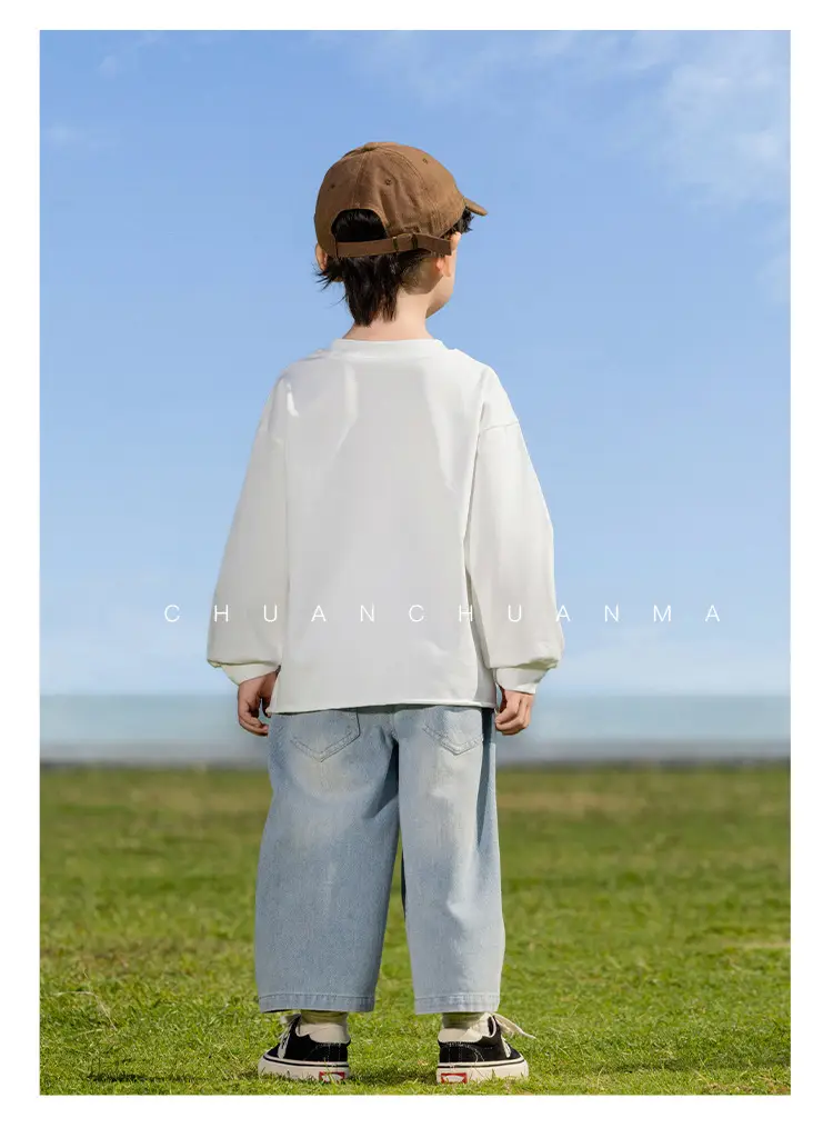 Kids Cotton T-Shirt White Loose Fit for Boys — feature 15