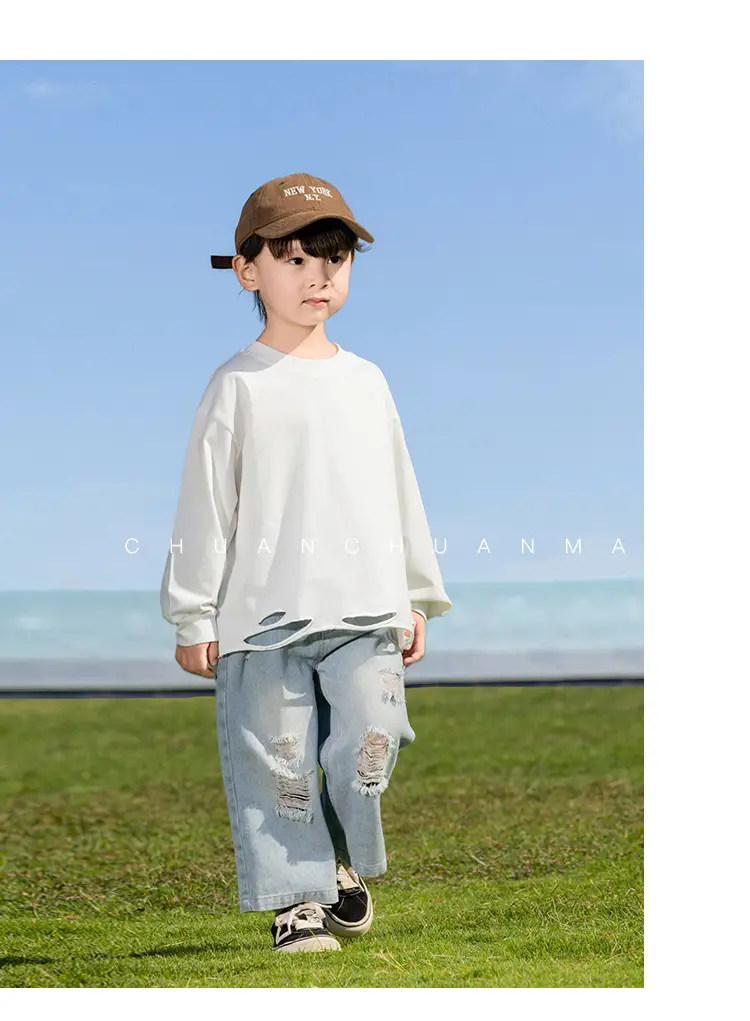 Kids Cotton T-Shirt White Loose Fit for Boys — feature 17