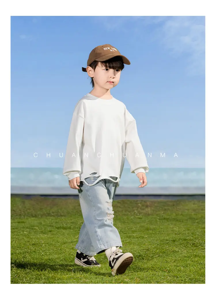 Kids Cotton T-Shirt White Loose Fit for Boys — feature 18