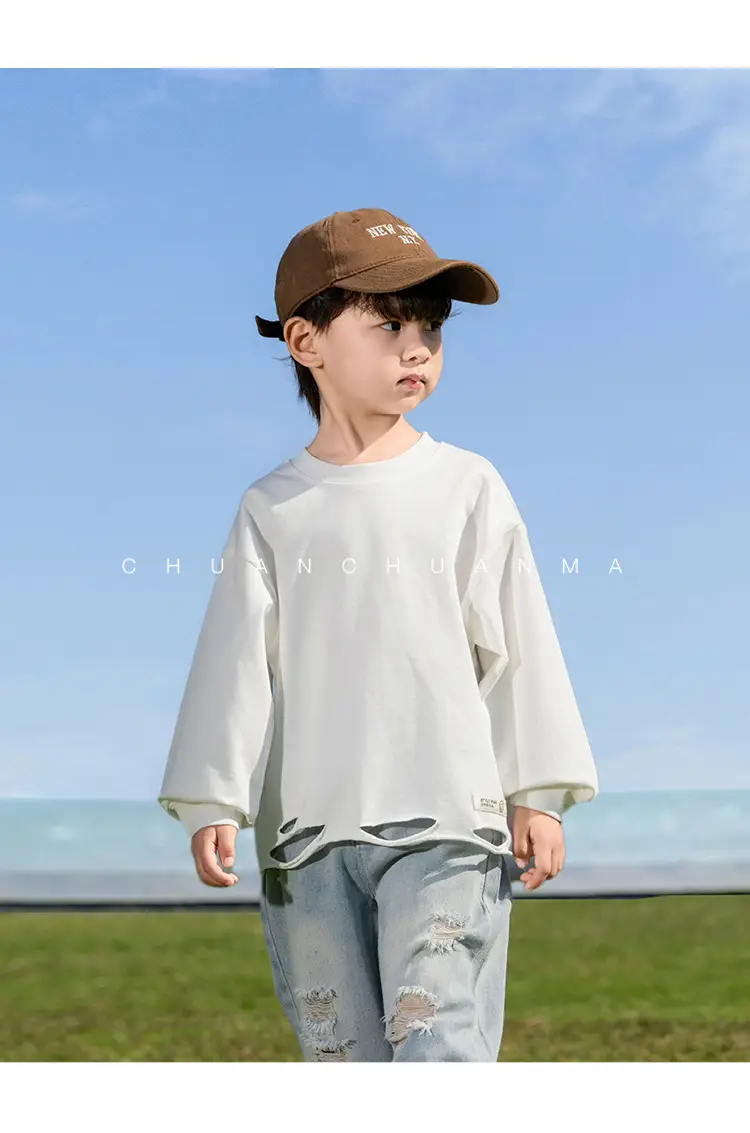 Kids Cotton T-Shirt White Loose Fit for Boys — feature 19