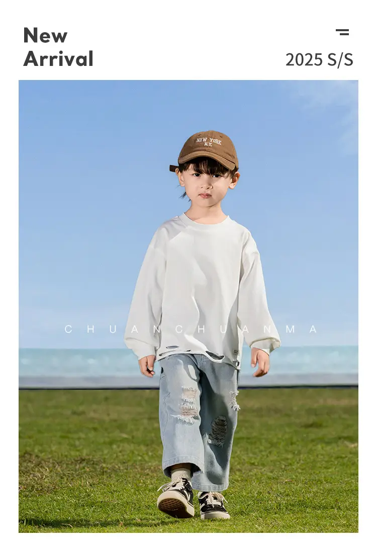 Kids Cotton T-Shirt White Loose Fit for Boys — feature 2