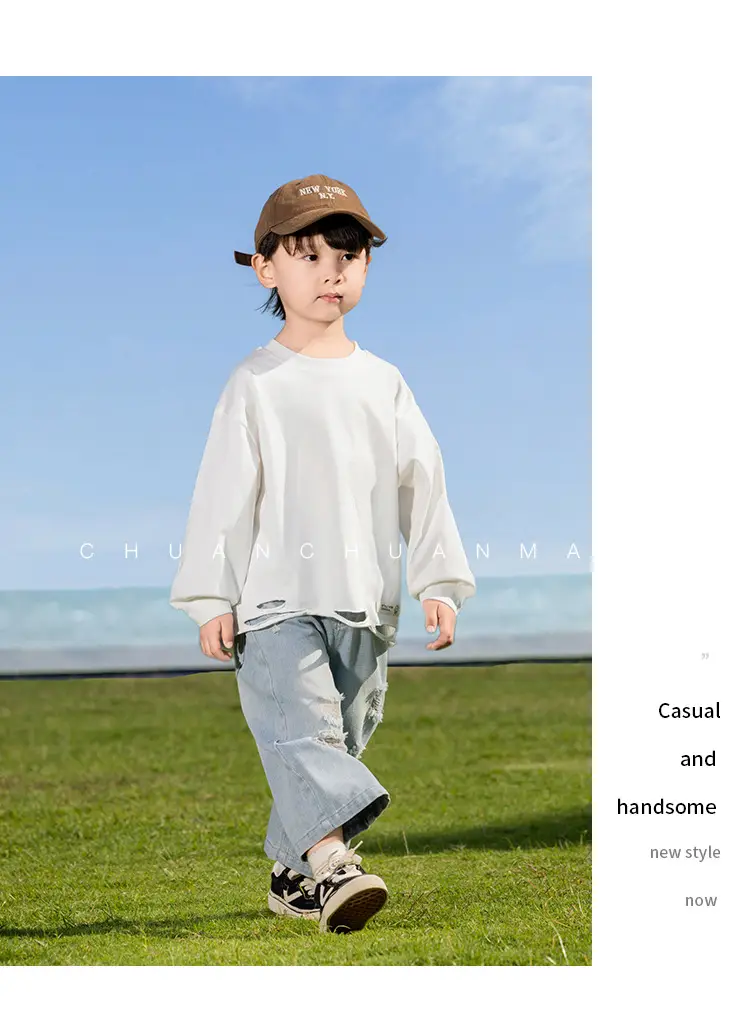 Kids Cotton T-Shirt White Loose Fit for Boys — feature 20